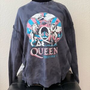Queen‎ World Tour 77 Graphic Sweatshirt - Black tie dye size M